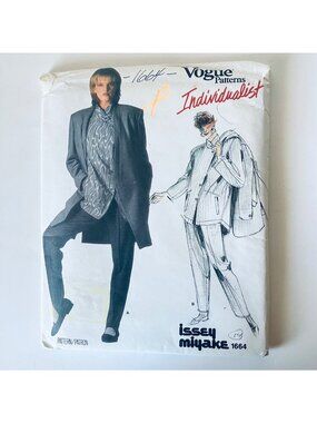 80s Issey Miyake Vogue 1664 Sz 14 Individualist Jacket Shirt Pants Pattern Uncut